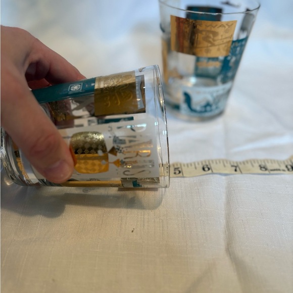 Vintage Vacation Libbey Glass Tumblers - Gold and Blue - Picture 9 of 9